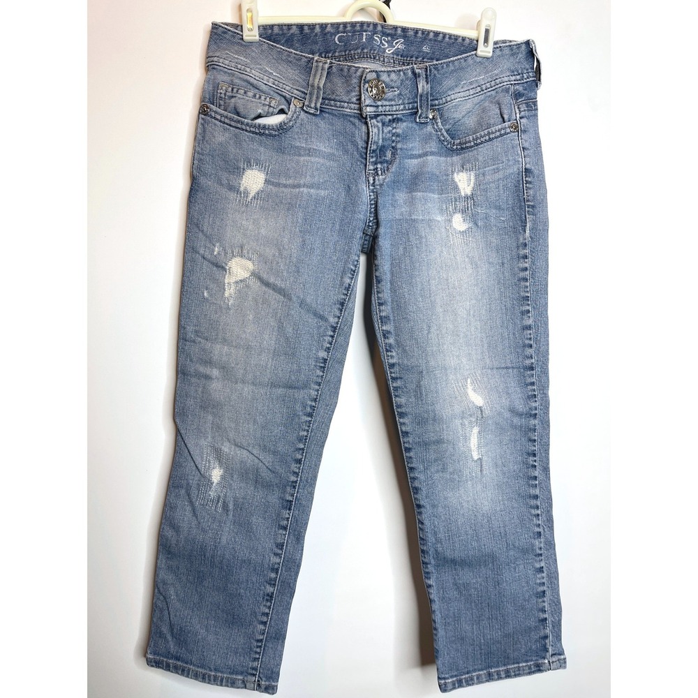 Guess Y2k 2000's Low Rise Light Wash Denim Capri‎ Size 28